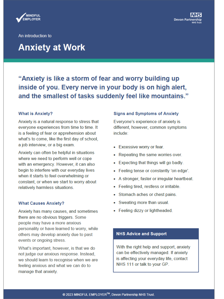 An Introduction to - Anxiety at Work