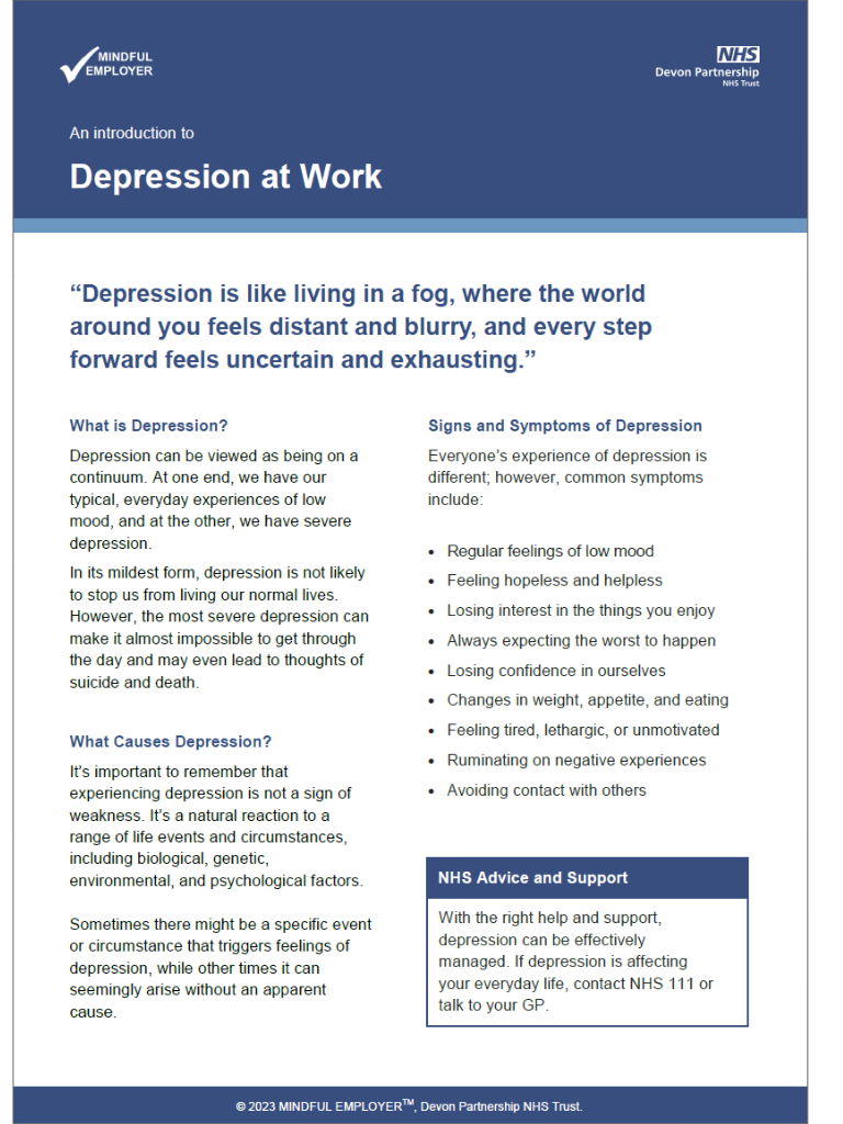An Introduction to - Depression at Work